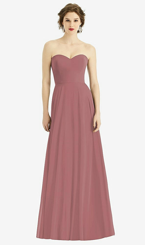 Front View - Rosewood Strapless Sweetheart Gown with Optional Straps
