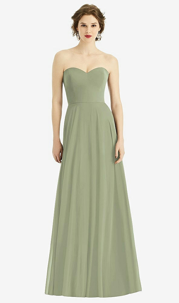 Front View - Sage Strapless Sweetheart Gown with Optional Straps
