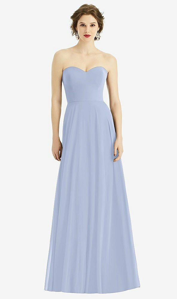Front View - Sky Blue Strapless Sweetheart Gown with Optional Straps