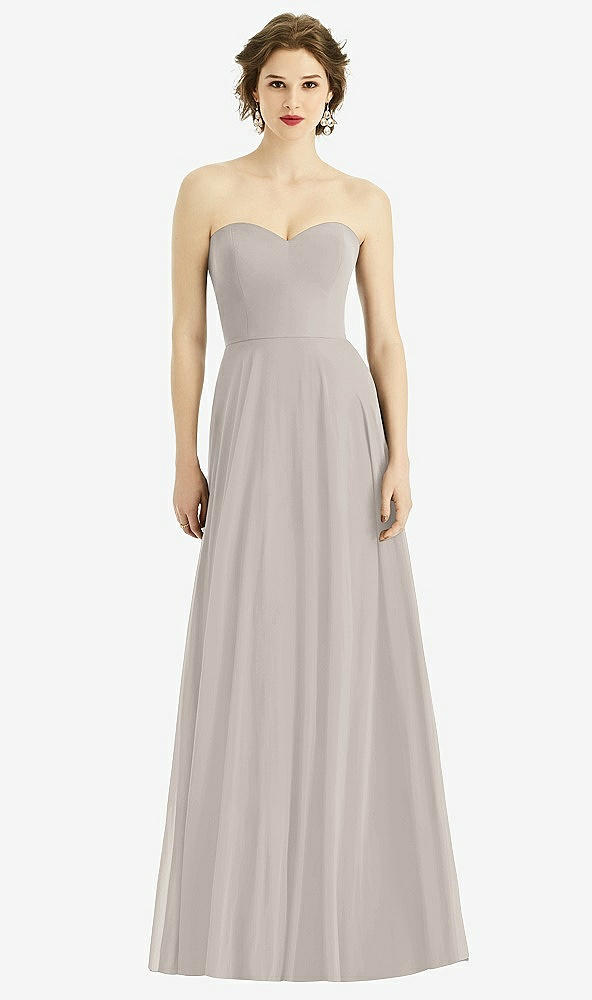 Front View - Taupe Strapless Sweetheart Gown with Optional Straps