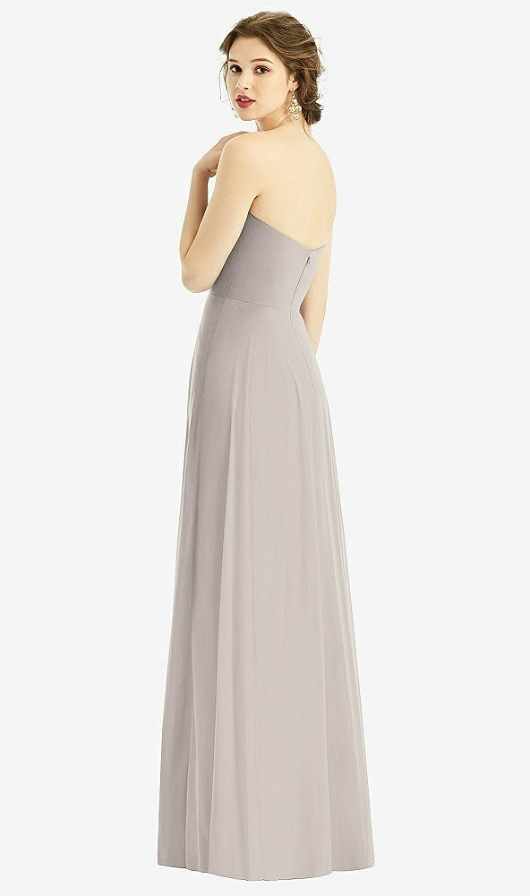 Back View - Taupe Strapless Sweetheart Gown with Optional Straps