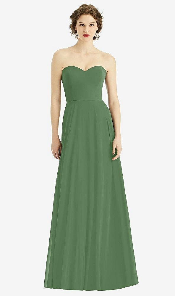 Front View - Vineyard Green Strapless Sweetheart Gown with Optional Straps