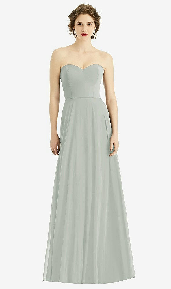 Front View - Willow Green Strapless Sweetheart Gown with Optional Straps