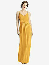 Front View Thumbnail - NYC Yellow V-Neck Blouson Bodice Chiffon Maxi Dress