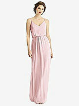 Front View Thumbnail - Ballet Pink V-Neck Blouson Bodice Chiffon Maxi Dress