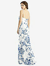 Rear View Thumbnail - Cottage Rose Dusk Blue V-Neck Blouson Bodice Chiffon Maxi Dress