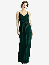Front View Thumbnail - Evergreen V-Neck Blouson Bodice Chiffon Maxi Dress