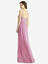 Rear View Thumbnail - Powder Pink V-Neck Blouson Bodice Chiffon Maxi Dress