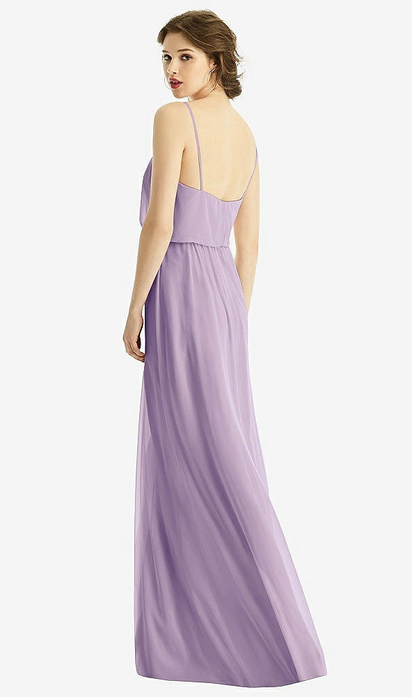 Back View - Pale Purple V-Neck Blouson Bodice Chiffon Maxi Dress