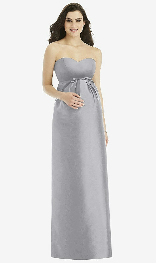 Front View - French Gray Alfred Sung Maternity Bridesmaid Dress Style M435