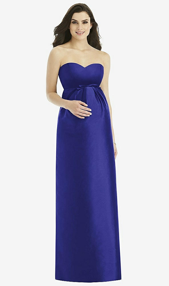 Front View - Electric Blue Alfred Sung Maternity Bridesmaid Dress Style M435