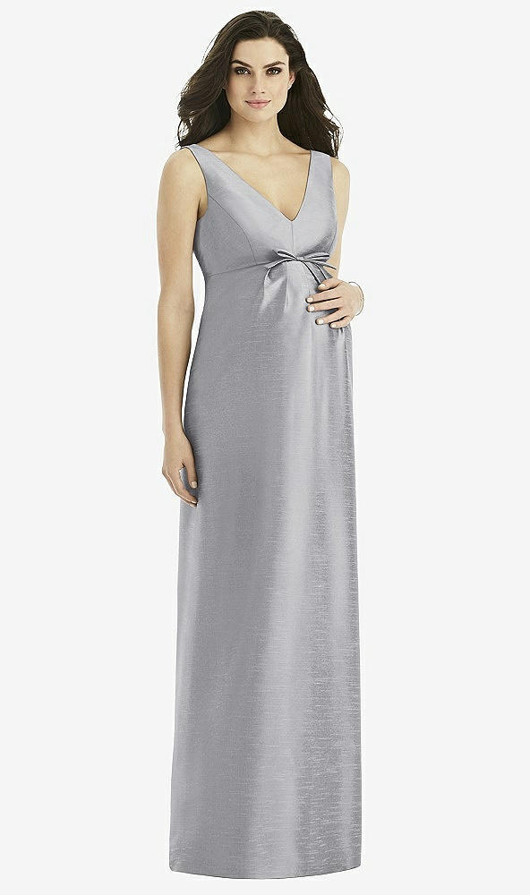 Front View - French Gray Alfred Sung Maternity Bridesmaid Dress Style M438