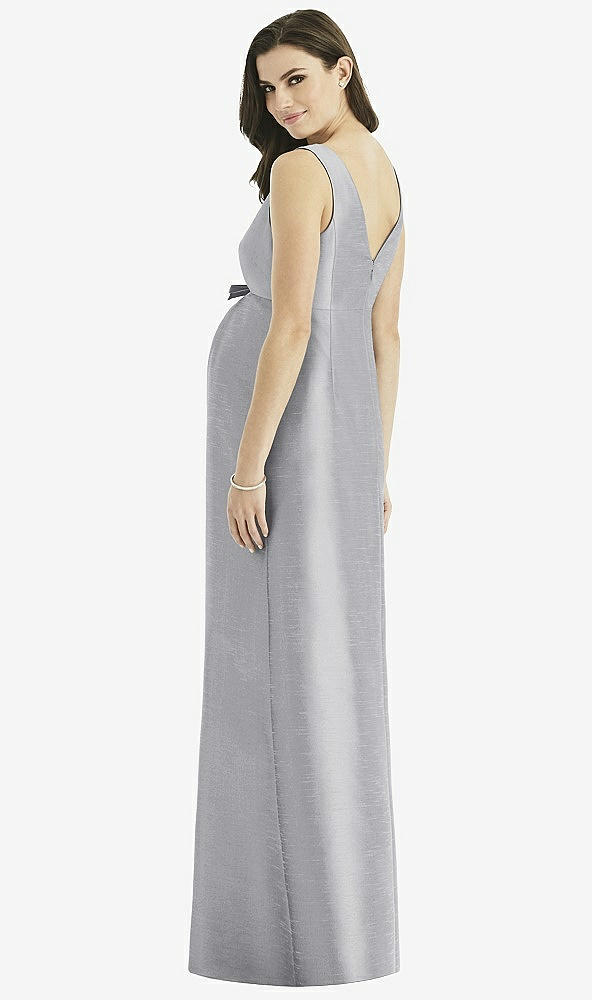 Back View - French Gray Alfred Sung Maternity Bridesmaid Dress Style M438
