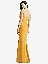Rear View Thumbnail - NYC Yellow & Light Nude Sheer Plunge Neckline Strapless Column Dress