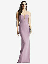Front View Thumbnail - Suede Rose & Light Nude Sheer Plunge Neckline Strapless Column Dress