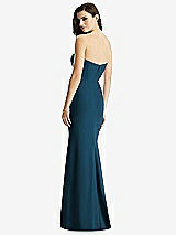 Rear View Thumbnail - Atlantic Blue & Light Nude Sheer Plunge Neckline Strapless Column Dress