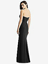 Rear View Thumbnail - Black & Light Nude Sheer Plunge Neckline Strapless Column Dress