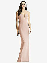 Front View Thumbnail - Cameo & Light Nude Sheer Plunge Neckline Strapless Column Dress