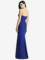 Rear View Thumbnail - Cobalt Blue & Light Nude Sheer Plunge Neckline Strapless Column Dress