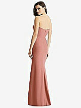Rear View Thumbnail - Desert Rose & Light Nude Sheer Plunge Neckline Strapless Column Dress