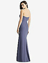 Rear View Thumbnail - French Blue & Light Nude Sheer Plunge Neckline Strapless Column Dress