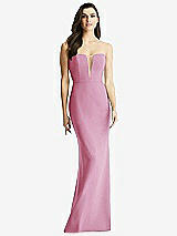 Front View Thumbnail - Powder Pink & Light Nude Sheer Plunge Neckline Strapless Column Dress