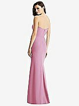 Rear View Thumbnail - Powder Pink & Light Nude Sheer Plunge Neckline Strapless Column Dress