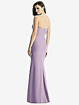 Rear View Thumbnail - Pale Purple & Light Nude Sheer Plunge Neckline Strapless Column Dress
