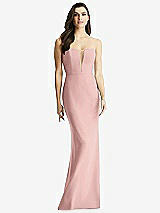 Front View Thumbnail - Rose - PANTONE Rose Quartz & Light Nude Sheer Plunge Neckline Strapless Column Dress