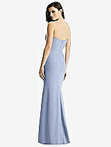 Rear View Thumbnail - Sky Blue & Light Nude Sheer Plunge Neckline Strapless Column Dress