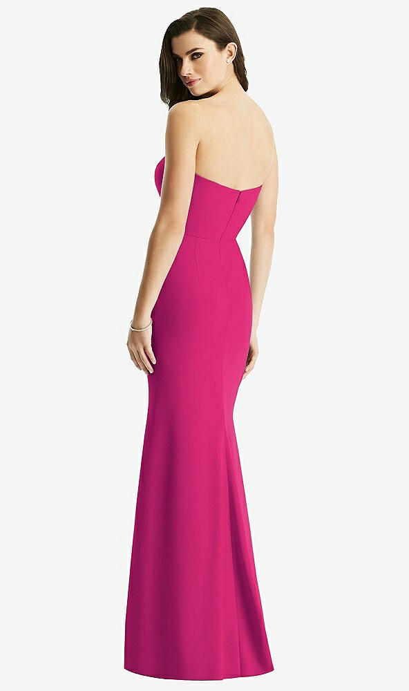 Back View - Think Pink & Light Nude Sheer Plunge Neckline Strapless Column Dress