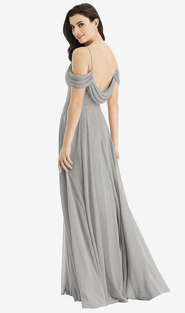 Front View - Chelsea Gray Off-the-Shoulder Open Cowl-Back Maxi Dress