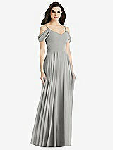 Rear View Thumbnail - Chelsea Gray Off-the-Shoulder Open Cowl-Back Maxi Dress