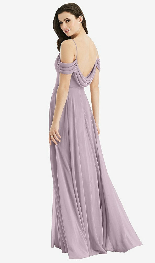 Front View - Lilac Dusk Off-the-Shoulder Open Cowl-Back Maxi Dress