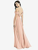 Front View Thumbnail - Pale Peach Off-the-Shoulder Open Cowl-Back Maxi Dress