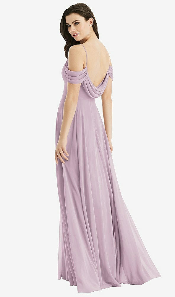 Front View - Suede Rose Off-the-Shoulder Open Cowl-Back Maxi Dress