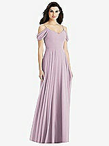 Rear View Thumbnail - Suede Rose Off-the-Shoulder Open Cowl-Back Maxi Dress