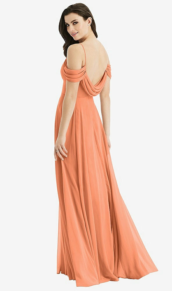 Front View - Sweet Melon Off-the-Shoulder Open Cowl-Back Maxi Dress