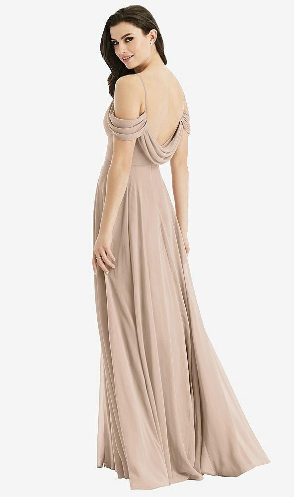 Front View - Topaz Off-the-Shoulder Open Cowl-Back Maxi Dress