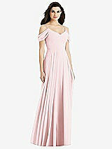 Rear View Thumbnail - Ballet Pink Off-the-Shoulder Open Cowl-Back Maxi Dress