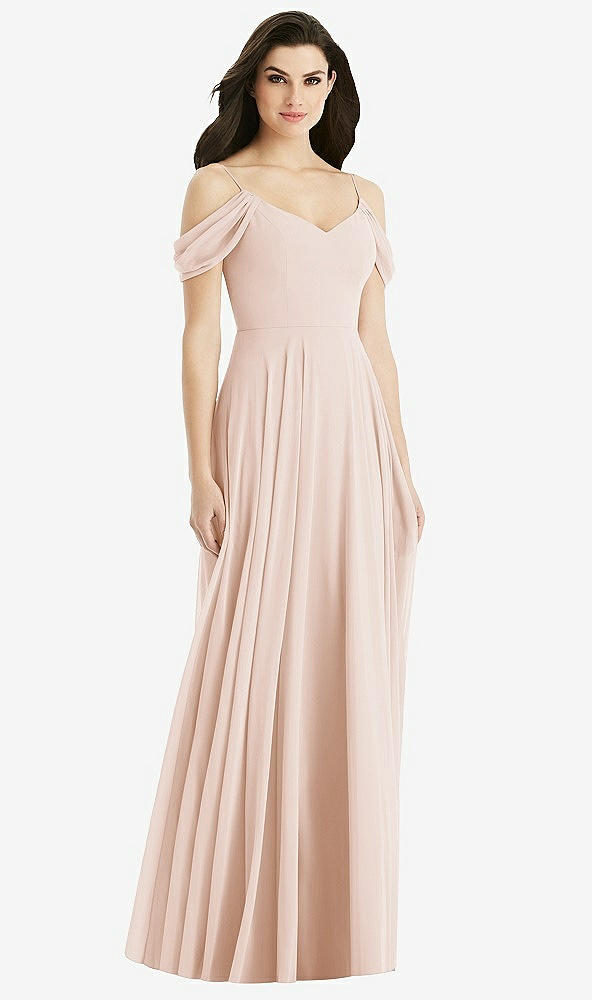 Back View - Cameo Off-the-Shoulder Open Cowl-Back Maxi Dress