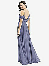 Front View Thumbnail - French Blue Off-the-Shoulder Open Cowl-Back Maxi Dress