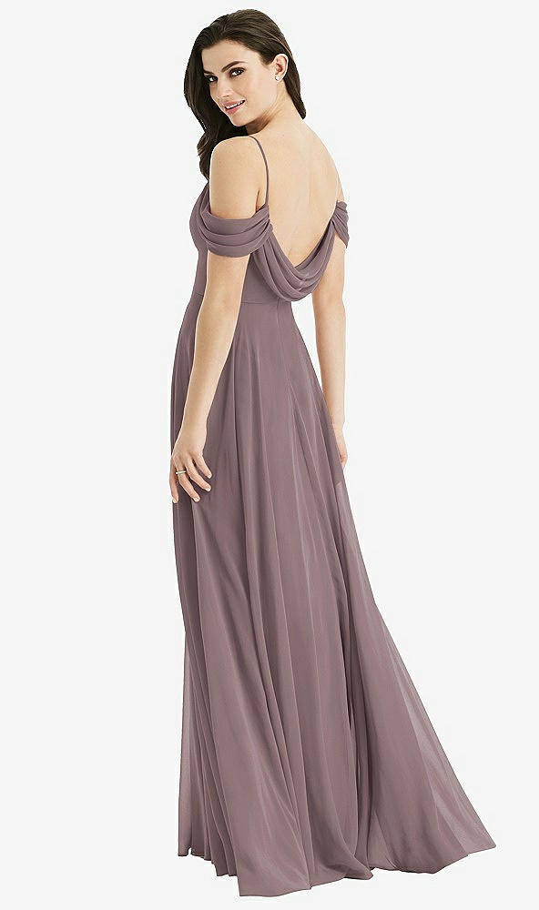 Front View - French Truffle Off-the-Shoulder Open Cowl-Back Maxi Dress