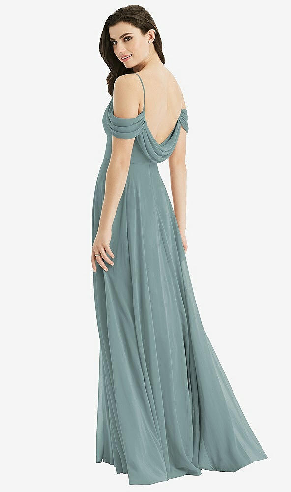 Front View - Icelandic Off-the-Shoulder Open Cowl-Back Maxi Dress