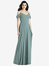 Rear View Thumbnail - Icelandic Off-the-Shoulder Open Cowl-Back Maxi Dress