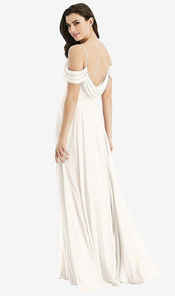 Front View - Ivory Off-the-Shoulder Open Cowl-Back Maxi Dress