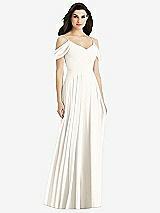 Rear View Thumbnail - Ivory Off-the-Shoulder Open Cowl-Back Maxi Dress