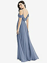 Front View Thumbnail - Larkspur Blue Off-the-Shoulder Open Cowl-Back Maxi Dress