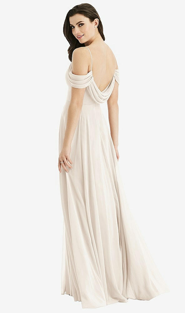 Front View - Oat Off-the-Shoulder Open Cowl-Back Maxi Dress