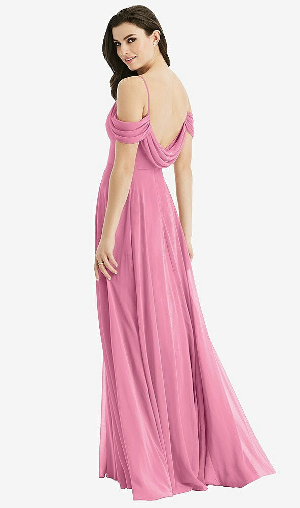 Front View - Orchid Pink Off-the-Shoulder Open Cowl-Back Maxi Dress